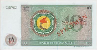 Zaire 1979. 10Z "A 0000000 A" sorozatszámmal és piros "SPECIMEN" felülnyomással T:I Zaire 1979. 10 Zaires with "A 0000000 A" serial number and red "SPECIMEN" overprint C:UNC