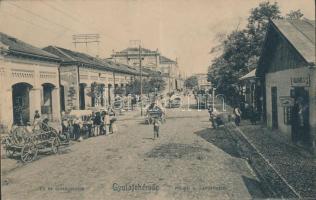 Gyulafehérvár, Fő és ország utca, Hulinger cipész üzlete, Weisz Bernát / main street, shoemaker's shop