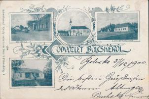 Bölcske óvoda, Református templom, paplak és iskola, Római katolikus templom és iskola, floral (kis szakadás / small tear)