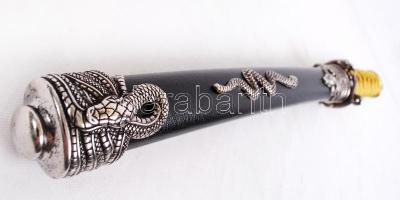 Denix márkájú, fekete japán tőr modern replika, eredeti dobozában h:49 cm