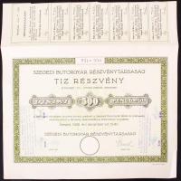Szeged 1926. Szegedi Bútorgyár Részvénytársaság részvénye 500 pengőről szelvényekkel T:I-
