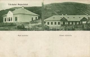 Majszin, papi parókia, állami népiskola / parish, school
