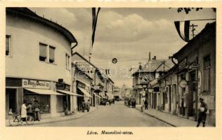 Léva, Mussolini utca, Nagy Dezső kereskedése / street, shop