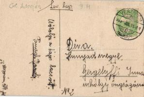 Lady with swan hat, hand painted art postcard s: Adorján