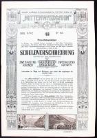 Ausztria / Innsbruck 1912. "Mittenwaldbahn" vasúti kötvény 2000K-ról német nyelven szelvényekkel T:II Austria / Innsbruck 1912. "Mittenwaldbahn" bond about 2000 Corona with coupons C:XF