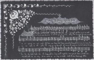 'Nem tudom az életemet hol rontottam el...' hand painted sheet music postcard