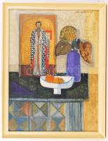 Garabuczy Ágnes (1936): Csendélet ikonnal; olaj, vászon, jelzett, 60x80 cm keretben