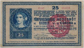 1918. 25K "3127" hullámos hátlap, hamis piros "Magyarország" bélyegzővel T:IV