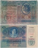 1912-1917. 2K, 20K, 50K, 100K mind "CSÁKVÁR - MEZŐVÁROS" pecsételéssel T:III