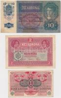 1915-1917. 1K, 2K, 10K mind román felülbélyegzéssel T:III