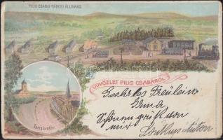 1899 Piliscsaba, tábori állomás, templomtér, litho (EK)