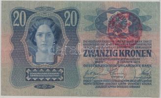 1913. 20K három klf felülbélyegzéssel T:II-