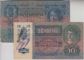 1913-1915. 10K, 20K klf felülbélyegzéssel T:III