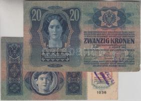 1913-1915. 10K, 20K klf felülbélyegzéssel T:III