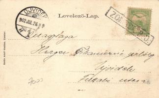 Zombor, Megyeháza, Erzsébet liget, Schön Adolf kiadása / county hall, park; coat of arms, floral lit...