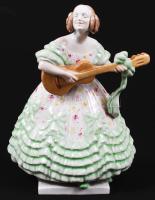 Herendi Déryné, kézzel festett, jelzett, hibátlan, m:35 cm /Herend Mrs.Dery porcelain figure, hand painted, perfect condition,