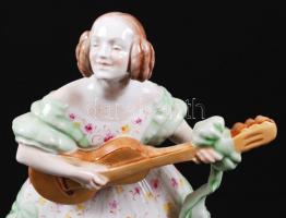 Herendi Déryné, kézzel festett, jelzett, hibátlan, m:35 cm /Herend Mrs.Dery porcelain figure, hand p...