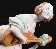 Herendi Déryné, kézzel festett, jelzett, hibátlan, m:35 cm /Herend Mrs.Dery porcelain figure, hand p...