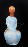 Berkovita Anna (1911-1986): Várakozó. Kézzel festett mázas kerámia, jelzett, hibátlan, m:20 cm / Ceramic figure, hand paintad, perfect condition