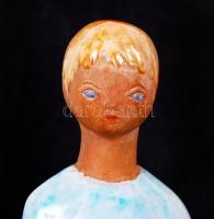 Berkovita Anna (1911-1986): Várakozó. Kézzel festett mázas kerámia, jelzett, hibátlan, m:20 cm / Cer...