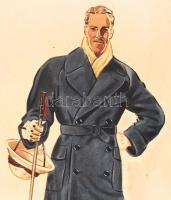 Mika László: Lovaspólós férfi. Akvarell, papír, 76x53 cm