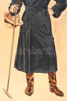 Mika László: Lovaspólós férfi. Akvarell, papír, 76x53 cm