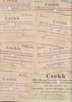 Pápa 1919. május 8. "Pápai csekk" 10K (15x) + 20K (15x) + 50K mind lyukasztással érvénytelenítve és ovális szárazbélyegzővel ellátva T:III