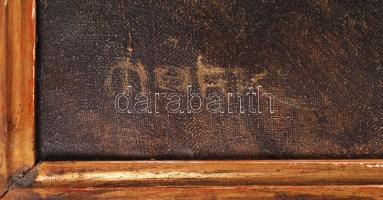 Márk Lajos (1867-1940): Női portré. Olaj, vászon, jelzett, antik keretben, 66×40 cm