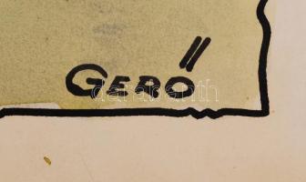 Gerő Sándor (1904-1977): Hörcsögök öröme. Vegyes technika, papír, jelzett, 54x44 cm