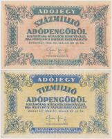 1946. 10.000.000AP + 100.000.000AP T:II,II- (szamárfül, foltok)