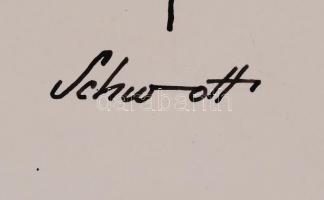 Schwott Lajos (1907-1987): Állati példázat. Vegyes technika, papír, jelzett, 40x30 cm