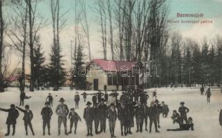 Szamosújvár, Népkerti korcsolyázó pavillon; Anka Sándor kiadása / skating lane