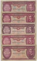 1949-1968. 100Ft (5x) klf évszám T:III