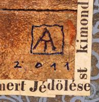 Ajtai Tamás (1952-): Oltárvilág. Vegyes technika, karton, jelzett, újszerű keretben 21×21 cm