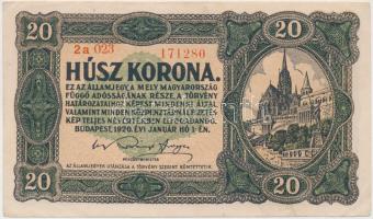 1920. 20K pont nélküli sorszám T:II,II- (szamárfül)