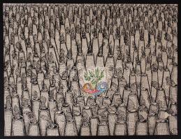 Dallos Jenő (1940-): Iparosodás. Vegyes technika, papír, jelzett, sérült, 38x30 cm.