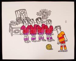 Balázs-Piri Balázs (1937-): Biztos védelem. Vegyes technika, papír, jelzett, 50x40 cm.