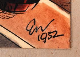 Endrődi Sándor (1920-1988): Karikatúra (1952). Vegyes technika, papír, jelzett, 40x19 cm