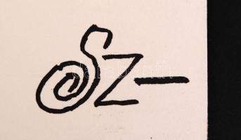 Szűr-Szabó József (1902-1993): Ludas karikatúra. Vegyes technika, papír, jelzett, 40x30 cm