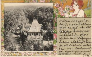 Előpatak, Villa Otroban, floral Art Nouveau litho