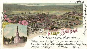 Németbogsán, Boksánbánya, Katolikus templom / catholic church litho (EK)