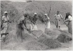cca 1930-1940 Cséplés cséphadarókkal, későbbi nagyítás, 13x18 cm