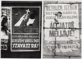 cca 1930-1940 Budapest, utcai plakátok, falragaszok, hirdetések, 5 db későbbi nagyítás, 13x18 cm