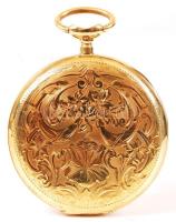 Arany (Au) 14K zsebóratok és felhúzó, jelzett, fedél nem záródik pontosan  gazdagon díszített nettó:...