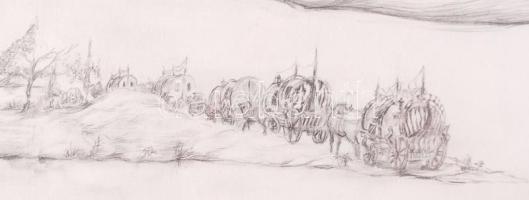 Szentandrássy István (1957-): Tanulmány rajz. Ceruza, papír, jelzett, üvegezett keretben 55×75 cm