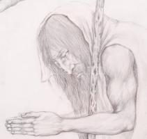 Szentandrássy István (1957-): Tanulmány rajz. Ceruza, papír, jelzett, üvegezett keretben 55×75 cm