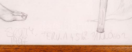 Szentandrássy István (1957-): Tanulmány rajz. Ceruza, papír, jelzett, üvegezett keretben 55×75 cm