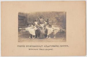 cca 1920-1940 Postás Sportegyesület hölgytornász csapata, ritmikus táncz csoport, fotóméret 9x14, karton 16x24 cm