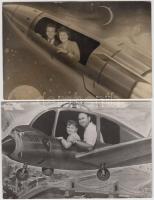 1935-1960 Rajzolt, festett díszletek között készült emlékképek, 3 repülőgépes és egy űrhajós illúzió...