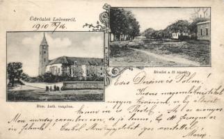 Lelesz Fő tér, Római katolikus templom / Main square, Roman Catholic Church, floral (r)